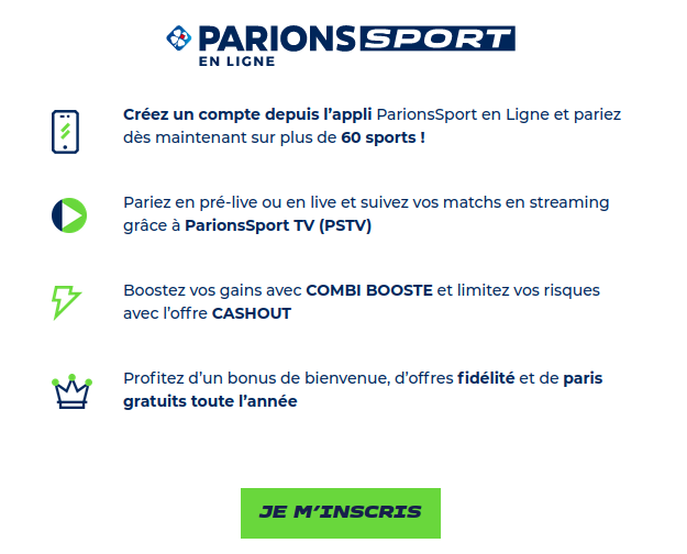 Offres de bienvenur ParionsSport